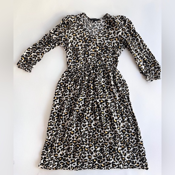 Banana Republic Leopard Print 3/4 Puffed Sleeve Midi Dress Size XS - Picture 5 of 12